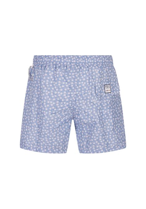 Cornflower Blue Swim Shorts With Micro Daisy Pattern FEDELI | 00318-C100007