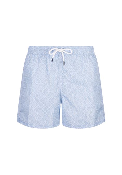 Swim Shorts Azzurri Con Pattern di Fiori e Foglie FEDELI | 00318-C100012