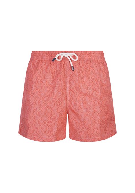 Red Swim Shorts With Flower and Leaf Pattern FEDELI | 00318-C100017