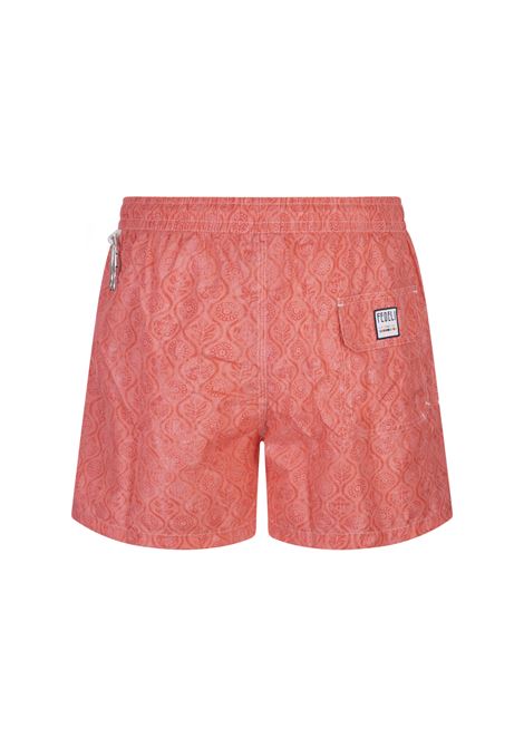 Red Swim Shorts With Flower and Leaf Pattern FEDELI | 00318-C100017