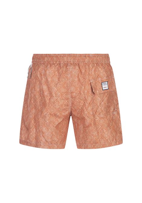 Orange Swim Shorts With Flower and Leaf Pattern FEDELI | 00318-C100018