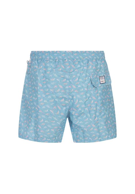 Light Blue Swim Shorts With Multicolour Dolphin Pattern FEDELI | 00318-C100924