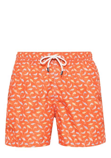 Orange Swim Shorts With Dolphin Pattern FEDELI | 00318-C100925