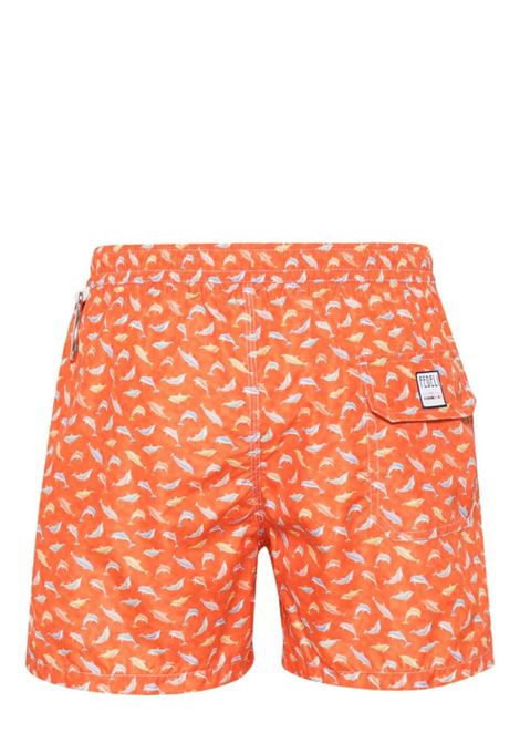 Swim Shorts Arancioni Con Pattern Delfini FEDELI | 00318-C100925