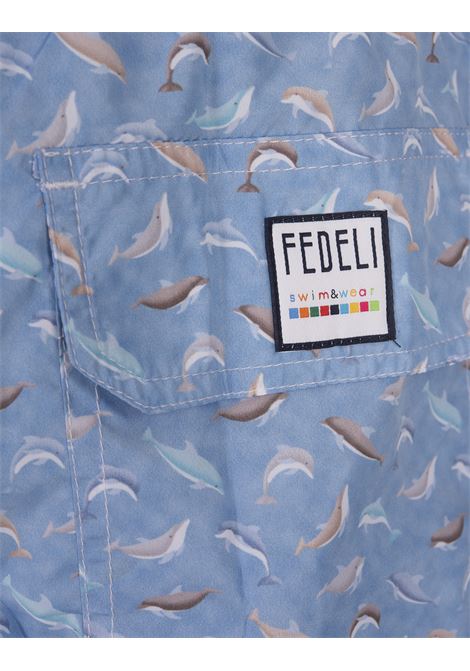 Swim Shorts Azzurri Con Pattern Delfini FEDELI | 00318-C100927