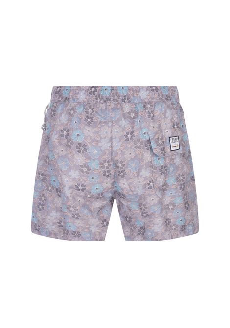 Purple Swim Shorts With Multicoloured Flower Pattern FEDELI | 00318-C101184