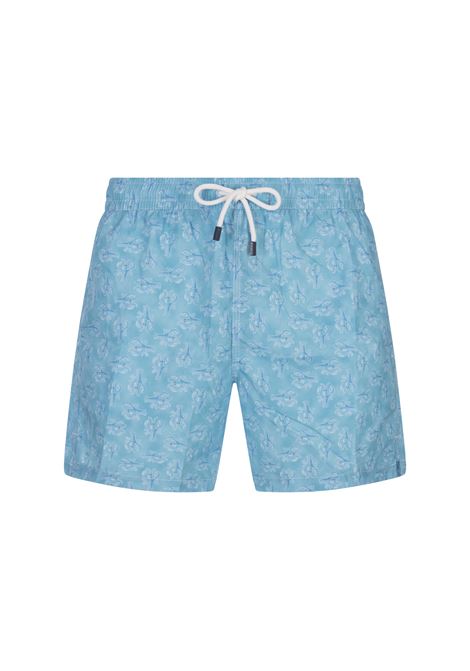 Light Blue Swim Shorts With Lobster Pattern FEDELI | 00318-C101241