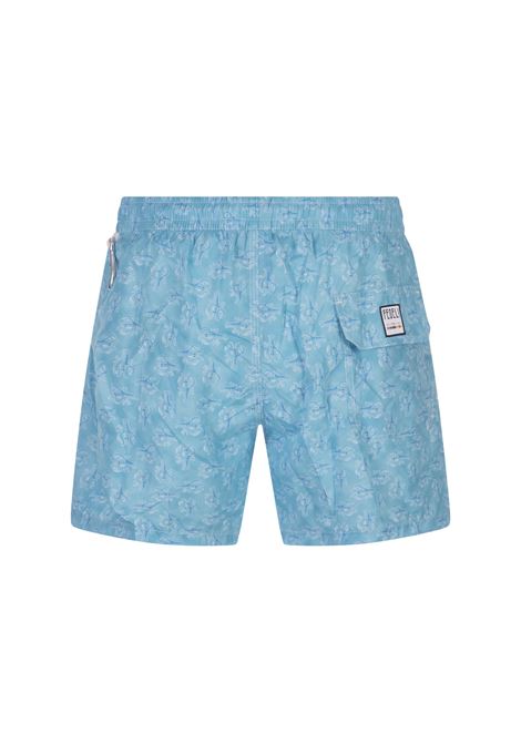 Light Blue Swim Shorts With Lobster Pattern FEDELI | 00318-C101241