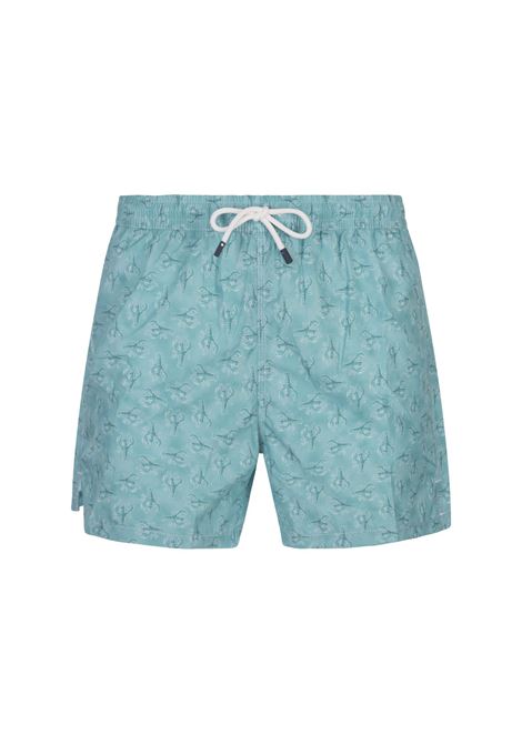 Green Swim Shorts With Lobster Pattern FEDELI | 00318-C101242