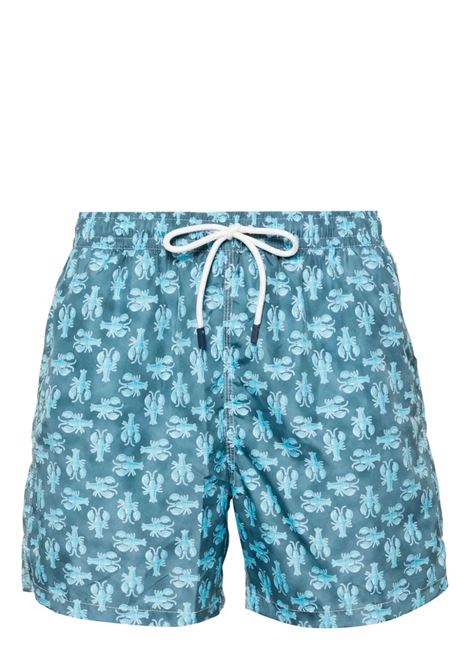 Oil Green Swim Shorts With Lobster Pattern FEDELI | 00318-C101245