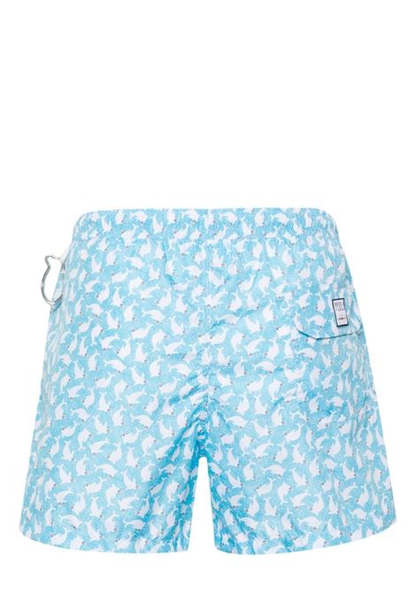 Light Blue Swim Shorts With Seals Pattern FEDELI | 00318-C101251