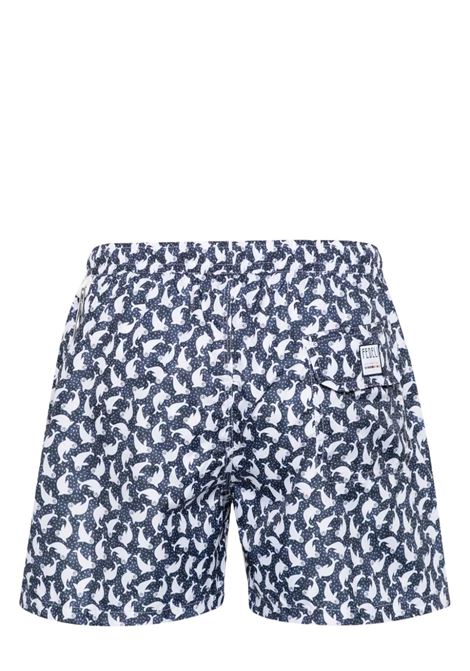 Blue Swim Shorts With Seal Pattern FEDELI | 00318-C101252