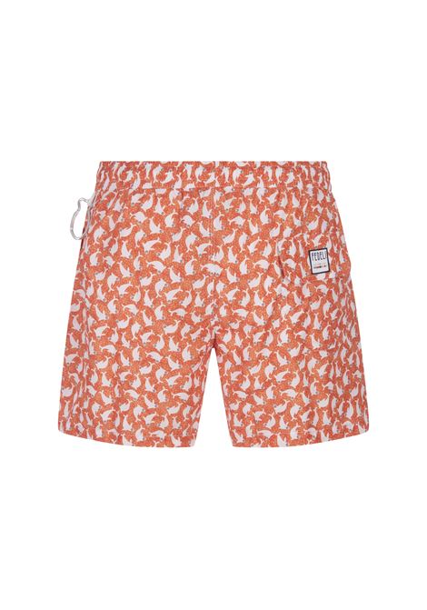 Orange Swim Shorts With Seals Pattern FEDELI | 00318-C101254