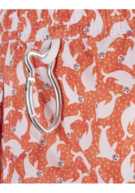 Orange Swim Shorts With Seals Pattern FEDELI | 00318-C101254