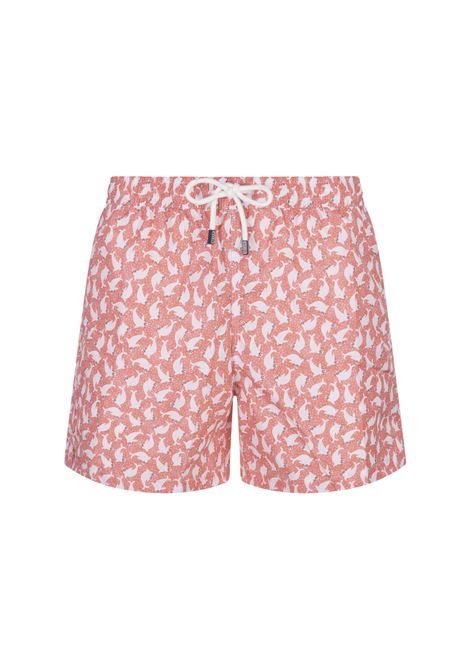 Red Swim Shorts With Seal Pattern FEDELI | 00318-C101256