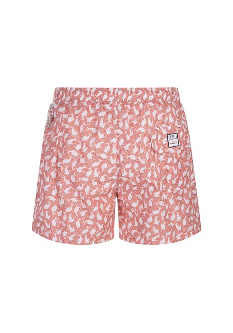 Red Swim Shorts With Seal Pattern FEDELI | 00318-C101256