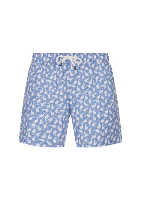 Light Blue Swim Shorts With Seals Pattern FEDELI | 00318-C101257