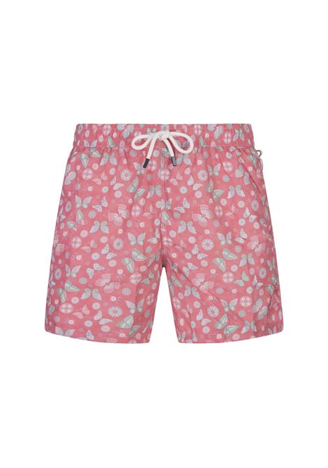 Pink Swim Shorts With Butterfly Print FEDELI | 00318-C101264
