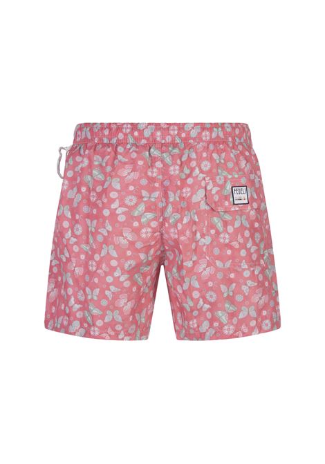 Pink Swim Shorts With Butterfly Print FEDELI | 00318-C101264
