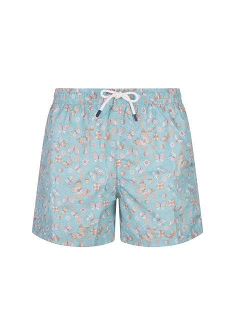Light Blue Swim Shorts With Butterfly Print FEDELI | 00318-C101265