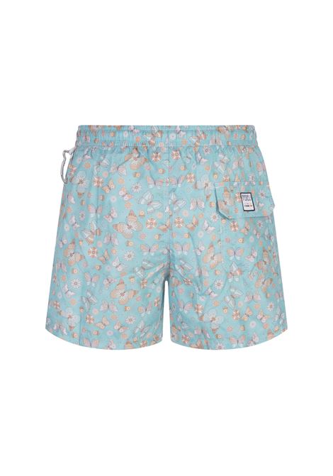 Light Blue Swim Shorts With Butterfly Print FEDELI | 00318-C101265