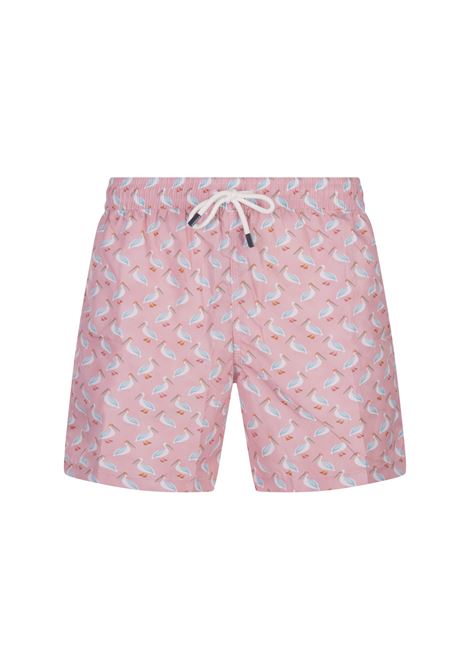 Swim Shorts Rosa Con Pattern Di Pellicani FEDELI | 00318-C102346