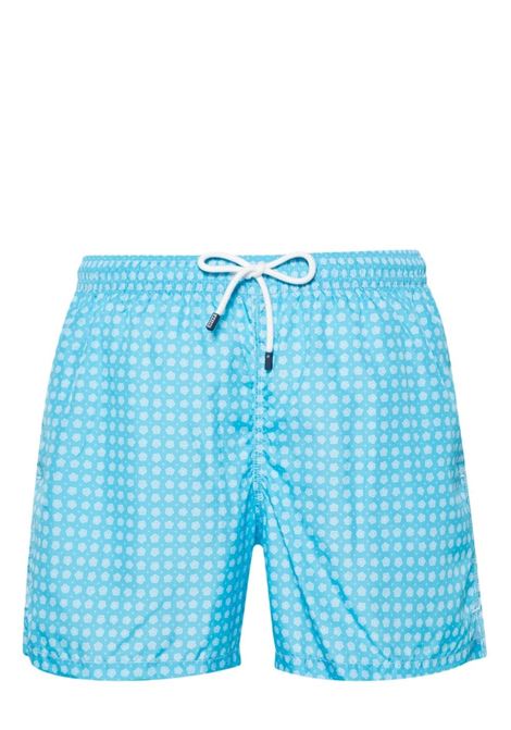 Light Blue Swim Shorts With Micro Flower Pattern FEDELI | 00318-C102361