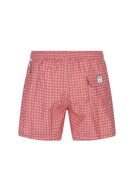Dark Red Swim Shorts With Micro Flower Pattern FEDELI | 00318-C102368