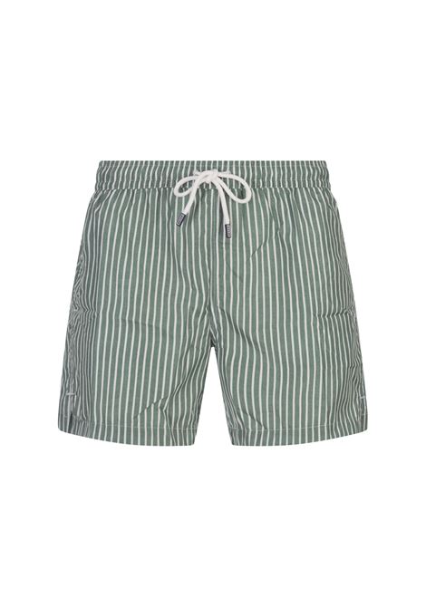 Green and White Striped Swim Shorts FEDELI | 00318-I1753418