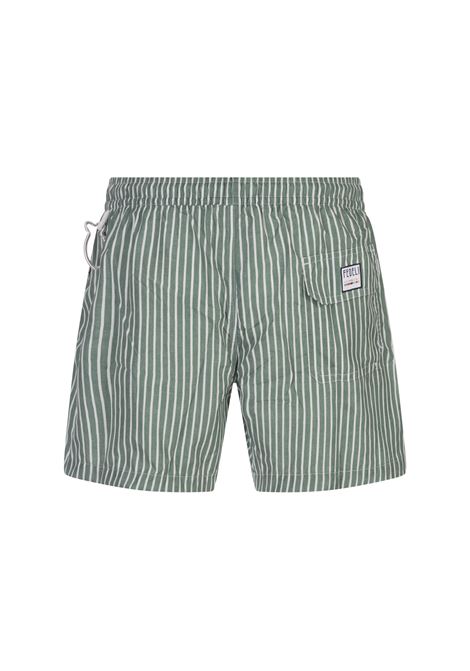 Green and White Striped Swim Shorts FEDELI | 00318-I1753418