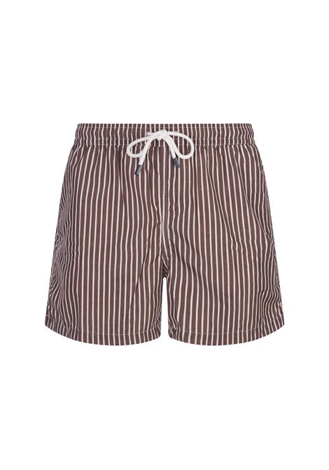 White and Brown Striped Swim Shorts FEDELI | 00318-I1753420
