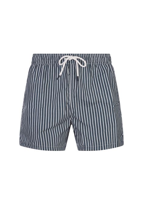 Teal and White Striped Swim Shorts FEDELI | 00318-I1753421