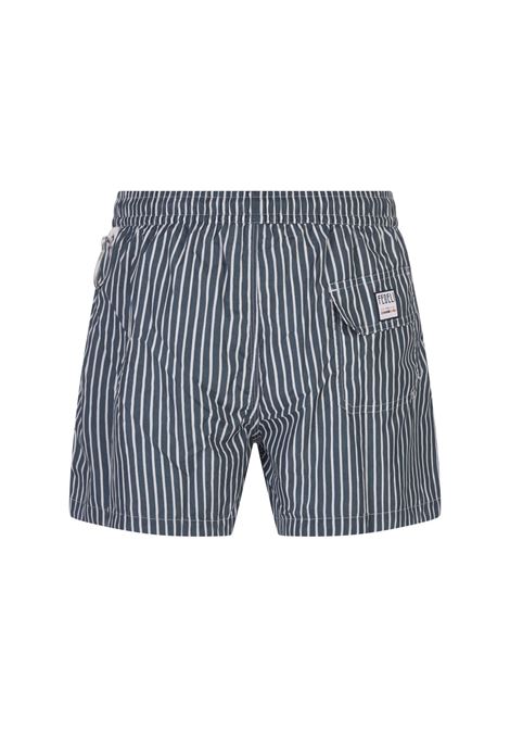 Dark Blue and White Striped Swim Shorts FEDELI | 00318-I1753421