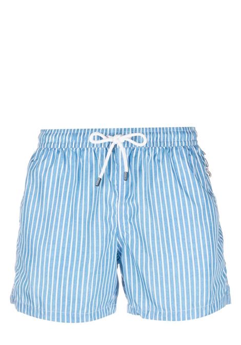 Sky Blue and White Striped Swim Shorts FEDELI | 00318-I175345