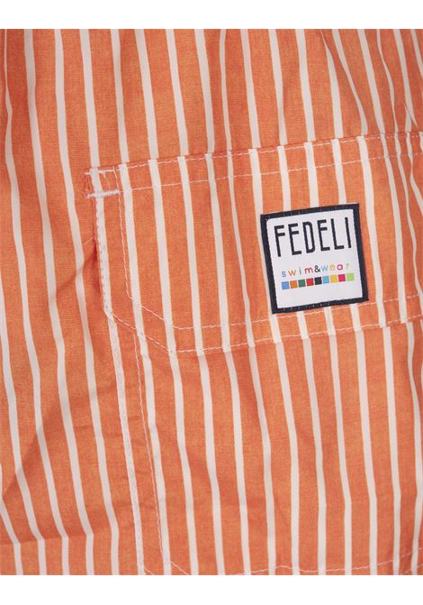 Orange and White Striped Swim Shorts FEDELI | 00318-I175347