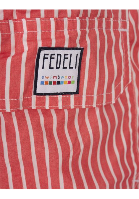 Red and White Striped Swim Shorts FEDELI | 00318-I175349