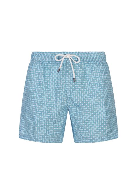 Light Blue Swim Shorts With Micro Pattern FEDELI | 00318-I175361