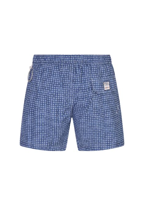 Royal Blue Swim Shorts With Micro Pattern FEDELI | 00318-I1753610