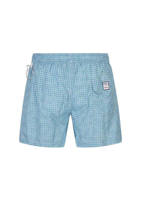 Light Blue Swim Shorts With Micro Pattern FEDELI | 00318-I175361