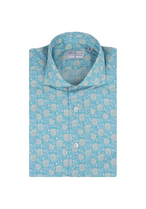 Sean Shirt In Turquoise/Green Floral Panamino FEDELI | Shirts | 00512-C097991