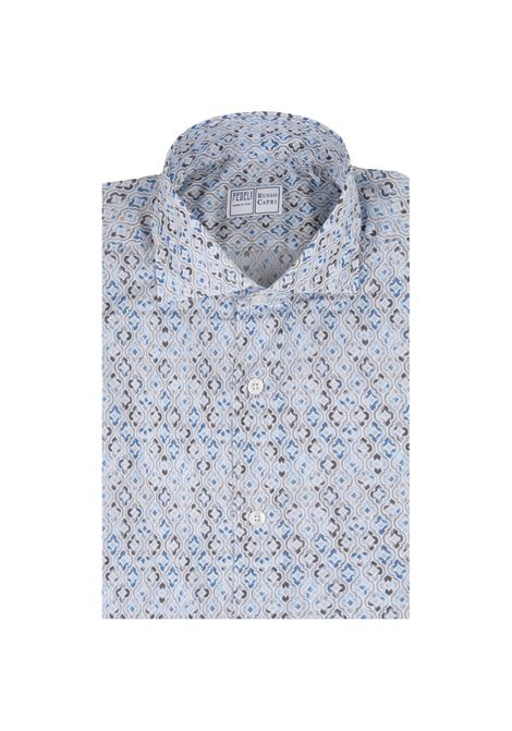 Sean Shirt In Blue Majolica Printed Panamino FEDELI | Shirts | 00512-C099333