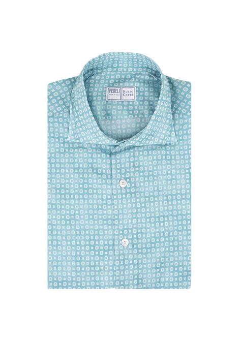 Sean Shirt In Turquoise Printed Panamino FEDELI | Shirts | 00512-I175361