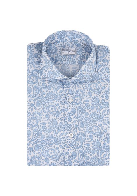 Sean Shirt In Light Blue Paisley Printed Panamino FEDELI | Shirts | 00512-I175425