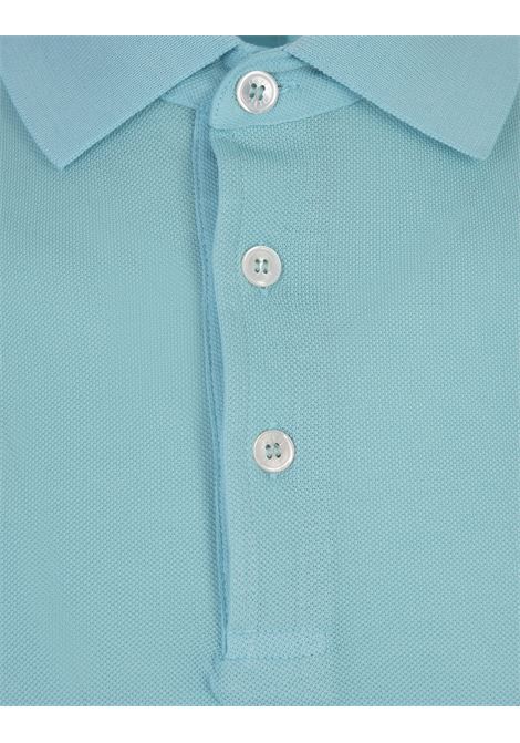 Turquoise Light Cotton Piquet Polo Shirt FEDELI | 0108201