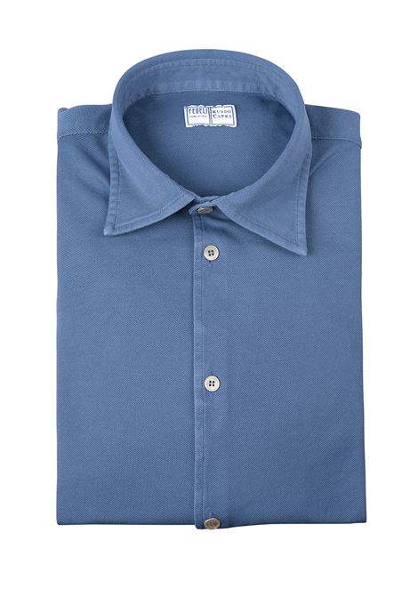 Teorema Shirt In Cerulean Blue Cotton Piqu? FEDELI | Shirts | 028321
