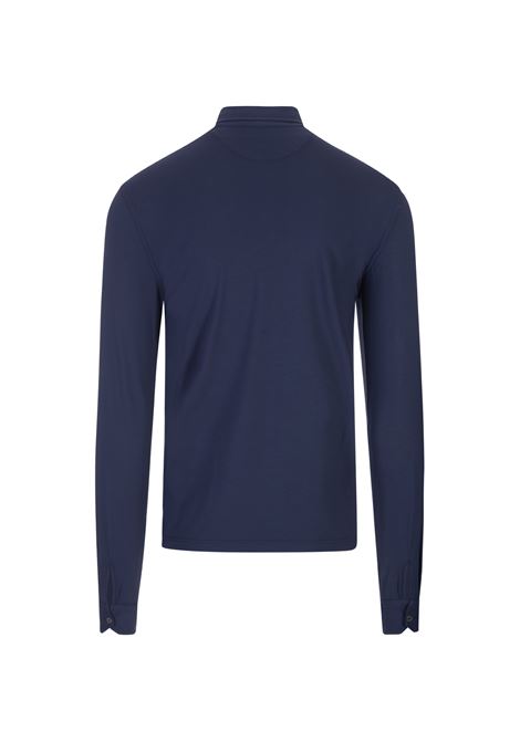 Dark Blue Long Sleeve Polo Shirt FEDELI | 030785