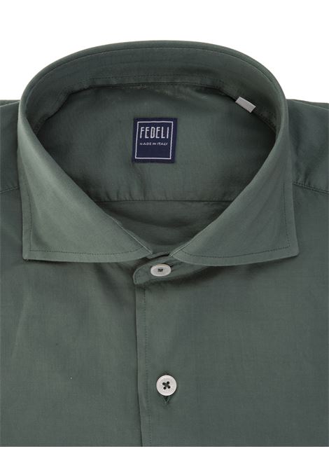 Camicia Classica In Popeline Verde FEDELI | 0507104