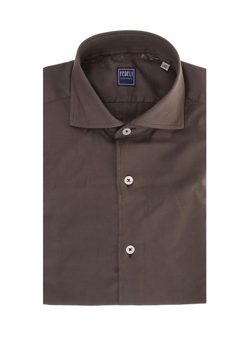 Brown Poplin Classic Shirt FEDELI | 050743