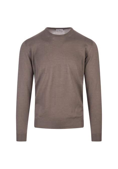Taupe Round Neck Pullover In Cashmere and Silk FEDELI | 0711942