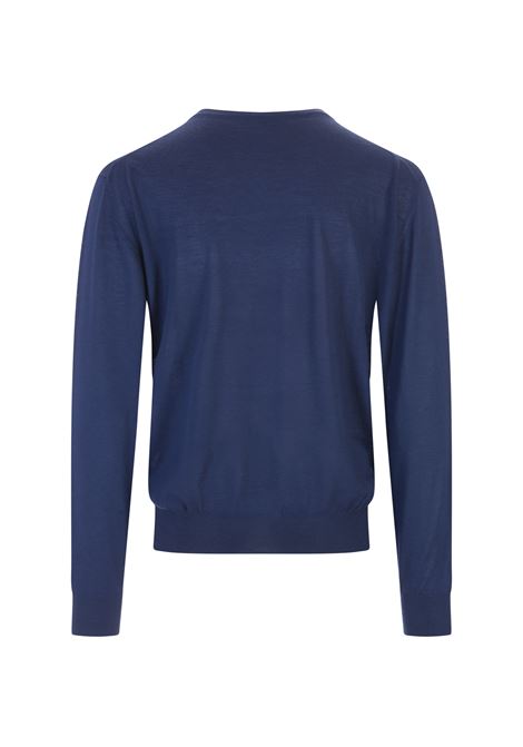 Pullover Uomo In Cashmere Blu Con Scollo a V FEDELI | 0570716